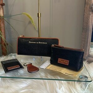 Authentic Dooney & Bourke Lizard Embossed Wallet, Cardholder, Pouch & Keychain